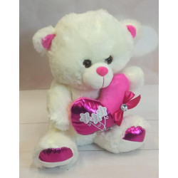Мягкая игрушка Медведь с сердцем, муз. 35см