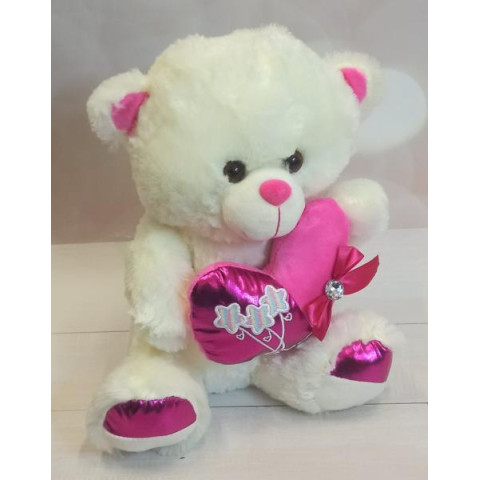 Мягкая игрушка Медведь с сердцем, муз. 35см