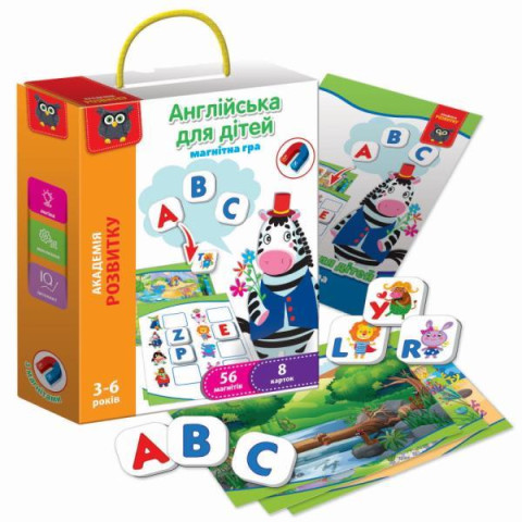 Гра розвиваюча магнітна. Англійська для дітей (укр), ТМ Vladi Toys, Україна