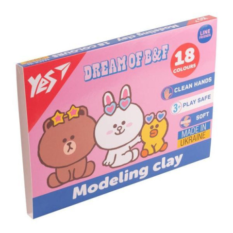 Пластилін YES, 18 кольорів, 360г 