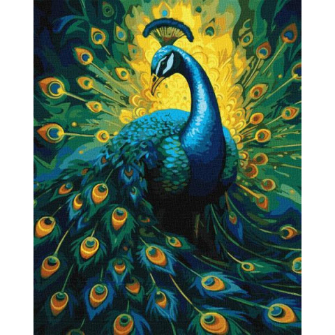 Картина по номерам Птицы. Изящный павлин, 40х50см, термопакет, Идейка (KHO6578)