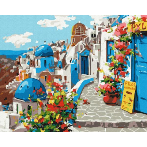 Картина по номерам Города. Лето Санторини, 40х50см, термопакет, Brushme (BS22383)