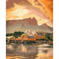 Картина за номерами Міста. Затишний захід у Норвегії, 40х50см, термопакет, Brushme (BS52457)