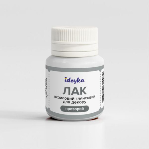 Лак акриловый глянцевый для декора (прозрачный), см, термопакет, Идейка (AL002)
