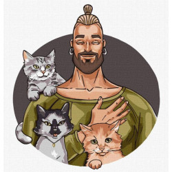 Картина по номерам Люди. Три пушистика, 30х30см, термопакет, Идейка (KHO8353)