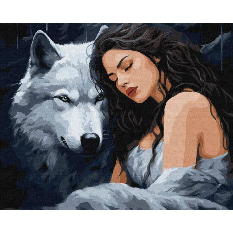 Картина по номерам Люди. Под защитой волка, 40х50см, термопакет, Идейка (KHO8379)