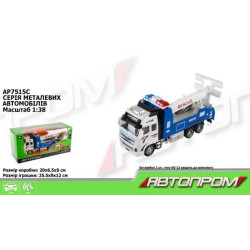 Машина мет. АВТОПРОМ 1:38, эвакуатор, бат., свет., звук, в кор. 25,5*12*9см 