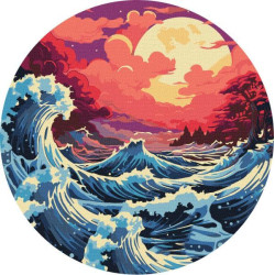 Картина по номерам Морская. Морской закат, Круглый подрамник, d26см, термопакет, Идейка (KHO-R1061)