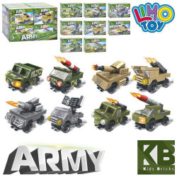 Конструктор военная техника, инерционная, LIMO TOY от 35 до 45 дет, ЦЕНА ЗА 1ШТ, 8видов, в дисплее, 29,5*19,5*16,5см
