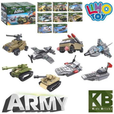Конструктор военный, транспорт, LIMO TOY от 44дет, ЦЕНА ЗА 1ШТ, 4 вида, в дисплее, 29,5*19,5*16,5см