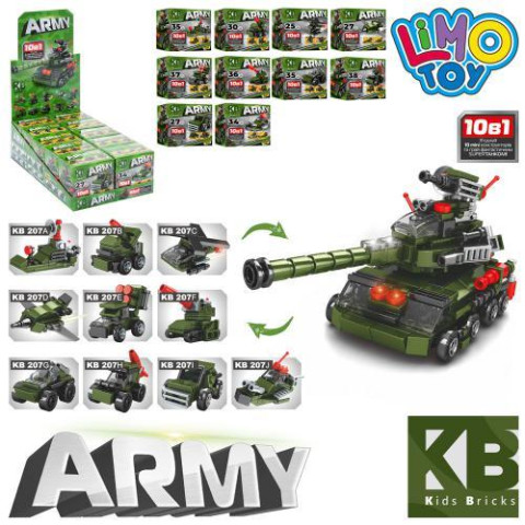 Конструктор военный транспорт, от 25 дет, LIMO TOY ЦЕНА ЗА 1ШТ, 10 видов, в диспл,14,5*23,5*8см