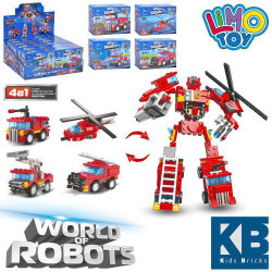 Конструктор пожарная серия, 2в1, от 44дет, LIMO TOY ЦЕНА ЗА 1ШТ, инерция, 4 вида, в дисплее, 29*25*12см