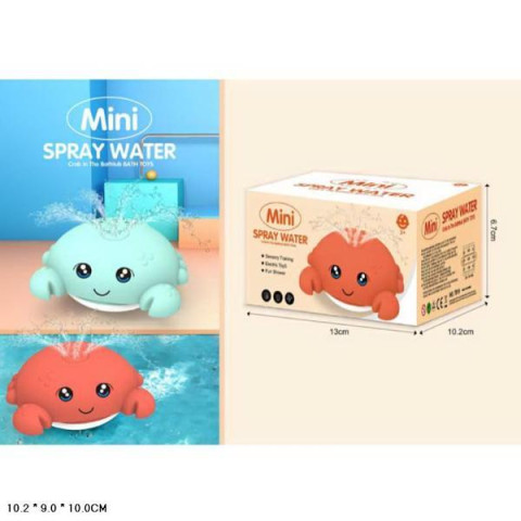 Игрушка для игры в ванне краб-фонтан 10,2*9*10см, 2 цвета микс, в кор. 13*10,2*6,7см