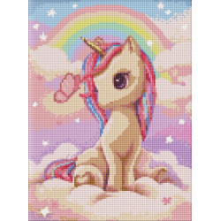 Алмазная мозаика 8+ "Любознательная однорожка" с АВ стразами 30х40см, термопакет, ТМ Идейка, Украина