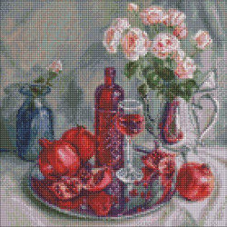 Алмазная мозаика "Гранатовый натюрморт" 40х40см, термопакет, ТМ Идейка, Украина