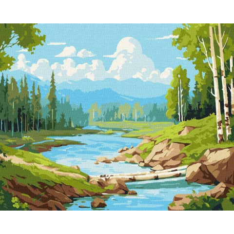 Картина по номерам Пейзаж. В березовой роще, 40х50см, в термопакете, Идейка (KHO6341)