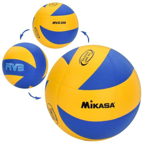 М'яч волейбольний MIKASA, розмір5, ПУ, 8 панелей, безшовний, 260*280г, ламінований, пак.  