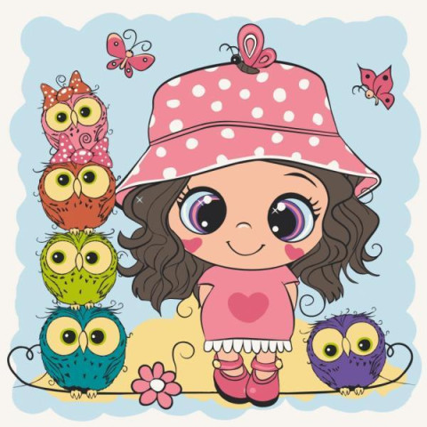 Картина по номерам Детские сюжеты. Куколка с совятами, 30х30см, в термопакете, ART Craft (15563-AC)