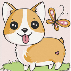 Картина за номерами Дитячі сюжети. Цуценя корги, 30х30см, в термопакеті, ART Craft (15541-AC)