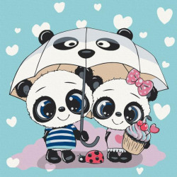 Картина за номерами Дитячі сюжети. Пандочки під парасолькою, 30х30см, в термопакеті, ART Craft (15519-AC)