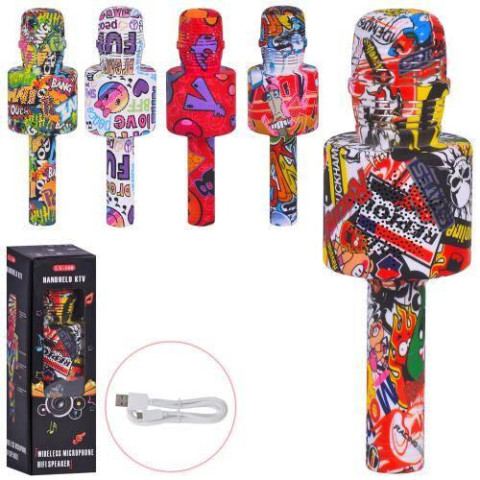 Мікрофон 22см, акумулятор, USBвх, USBшнур, Bluetooth, TFслот, мікс видів, в кор. 7,5*7,8*23,7см  арт: LY100