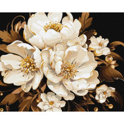 Картина за номерами Квіти. Біла ніжність, з фарбами металiк extra, 40х50см, в термопакеті, Идейка (KHO3271)