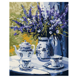 Картина по номерам Натюрморты. Чаепитие с лавандой, 40х50см, в термопакете, Идейка (KHO3272)