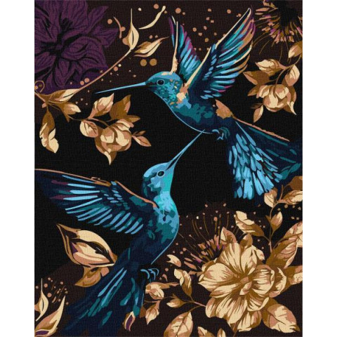 Картина по номерам Птицы. Танец в воздухе, с красками металлик extra, 40х50см, в термопакете, Идейка (KHO6592)