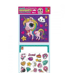Набір для творчості 4-1. Райдужні одноріжки в пак.24*24см(укр), ТМ Vladi Toys, Україна