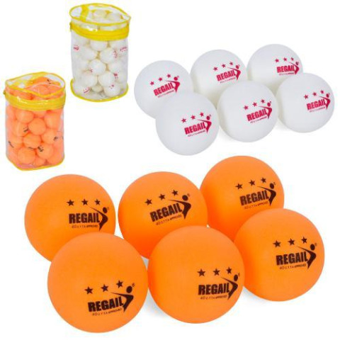 Тенісні кульки 50шт, ABS 40мм+, безшовний, 2 кольори, в сумці 21*21*15см