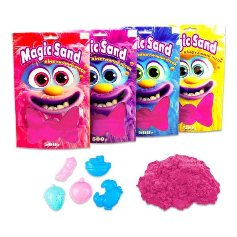 Кинетический песок Magic sand в розовом пакете, 0,500кг, пак. 23*15см, ТМ Стратег, Украина