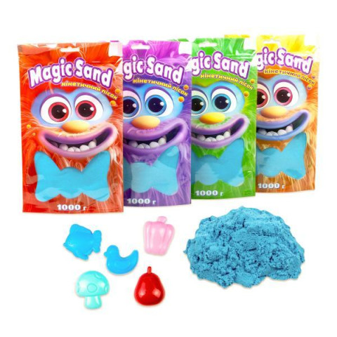 Кинетический песок Magic sand в голубой пакете, 1кг, пак. 25*14см, ТМ Стратег, Украина