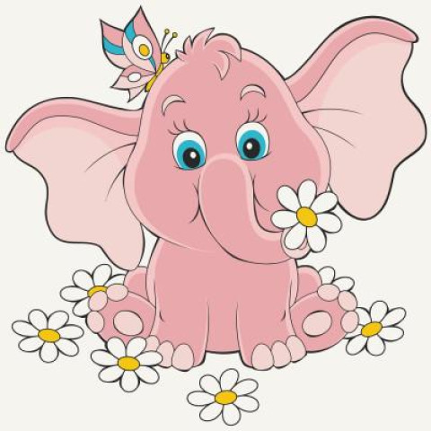 Картина по номерам Детские сюжеты. Розовый слоненок, 30х30см, в термопакете, ART Craft (15035-AC)