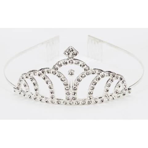 Диадема серебристая в камнях-1, в пак. 38см , арт: 0600-154
