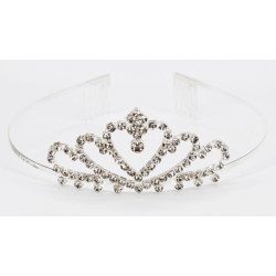 Диадема серебристая в камнях-2, в пак. 38см , арт: 0600-155