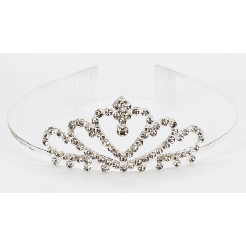 Диадема серебристая в камнях-2, в пак. 38см , арт: 0600-155