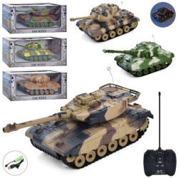 Танк р/у, аккумулятор, USB-зарядка, от 21см, 3 вида, звук, свет, в кор. 32*13,5*14см 