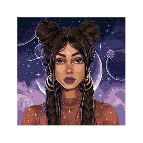 Картина за номерами Люди. Космічна дівчина, 40х40см, в термопакеті, Идейка (KHO8412)