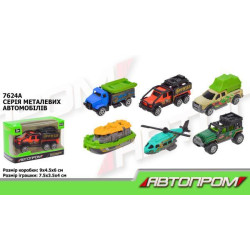 Машина металлическая АВТОПРОМ 1:64, 6 видов в корр. 8*5*5см , ст: 7624A