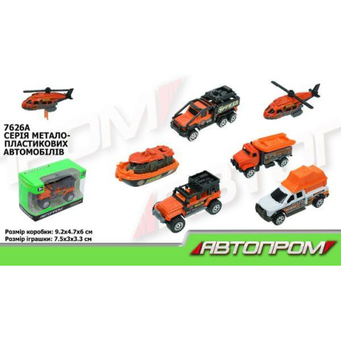 Машина металлическая АВТОПРОМ 1:64, 6 видов в корр. 8*5*5см , ст: 7626A