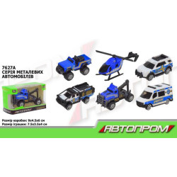 Машина металлическая АВТОПРОМ 1:64, 6 видов в корр. 8*5*5см , ст: 7627A