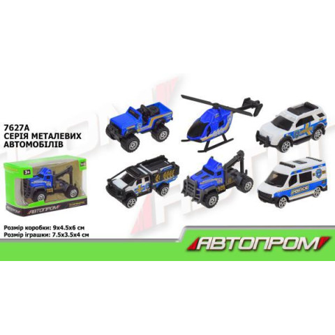 Машина металлическая АВТОПРОМ 1:64, 6 видов в корр. 8*5*5см , ст: 7627A