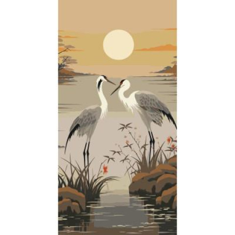 Картина за номерами Птахи. Сірі журавлі, 40х80см, в термопакеті, ART Craft (11553-AC)