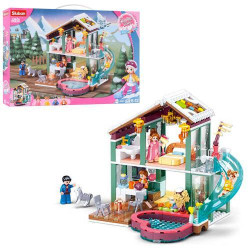 Конструктор SLUBAN домик, горка, бассейн, фигурки, 439дет, в кор. 47,5*33*7см , ст: M38-B0961