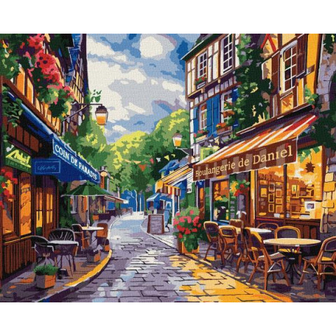 Картина по номерам Города. Улочка во Франции, 40х50см, в термопакете, Идейка (KHO3651)
