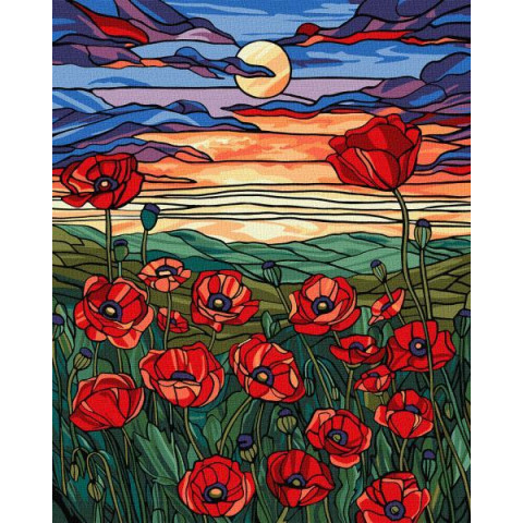 Картина по номерам Пейзаж. Красота маков, 40х50см, в термопакете, Идейка (KHO5131)