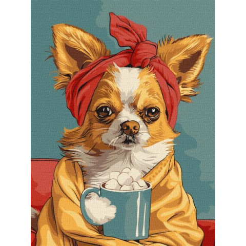 Картина за номерами Тварини. Чудова кава, 30х40см, в термопакеті, Идейка (KHO6626)