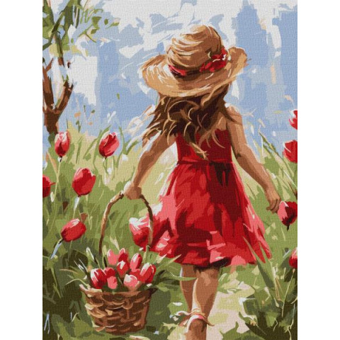 Картина по номерам Люди. Цветочная радость, 30х40см, в термопакете, Идейка (KHO8469)