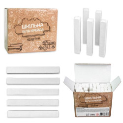 Крейда Шкільна біла - 50 штук, в кор.13*10*6смТМ Стратег, Україна, арт: