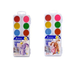 Фарби акварельні медові 12 кольорів, кор. 18*7*1см, ТМ Hiper, арт: 360012